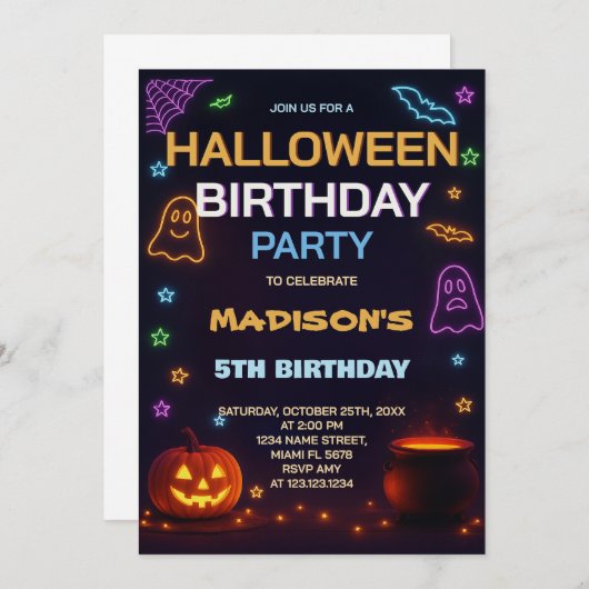 Haunted House Kids Verjaardag Uitnodiging (Voorkant / Achterkant)