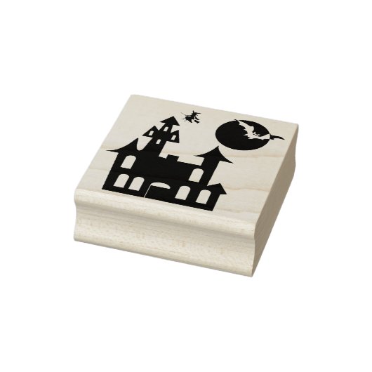 Haunted House met Bat, moon en heks Rubberstempel (Stempel)