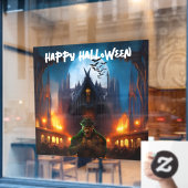 Haunted House met griezelig monster Raamsticker (Cafe Raam)