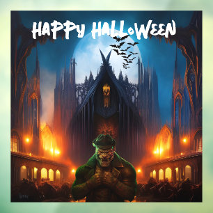 Haunted House met griezelig monster Raamsticker