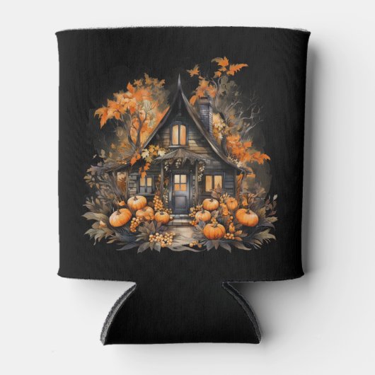 Haunted House met pompoenen Halloween Blikjeskoeler (Voorkant)