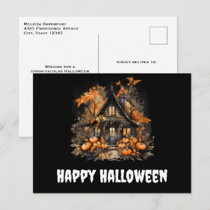 Haunted House met pompoenen Halloween Briefkaart