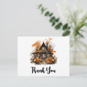 Haunted House met pompoenen Halloween Dank u Briefkaart (Staand voorkant)