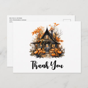 Haunted House met pompoenen Halloween Dank u Briefkaart