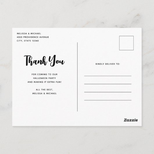 Haunted House met pompoenen Halloween Dank u Briefkaart (Achterkant)