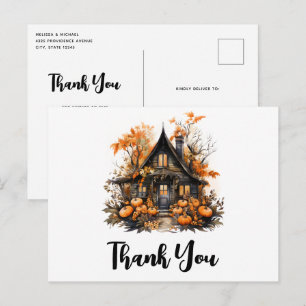 Haunted House met pompoenen Halloween Dank u Briefkaart