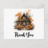 Haunted House met pompoenen Halloween Dank u Briefkaart (Voorkant)