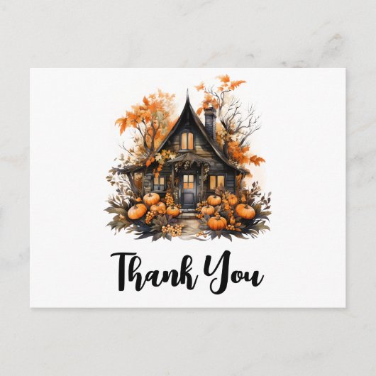 Haunted House met pompoenen Halloween Dank u Briefkaart (Voorkant)
