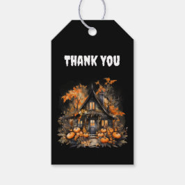 Haunted House met pompoenen Halloween Dank u Cadeaulabel