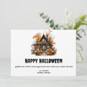 Haunted House met pompoenen Halloween Feestdagenkaart (Staand voorkant)