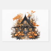 Haunted House met pompoenen Halloween Inpakpapier Vel (Voorkant 2)