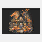 Haunted House met pompoenen Halloween Inpakpapier Vel (Voorkant 3)