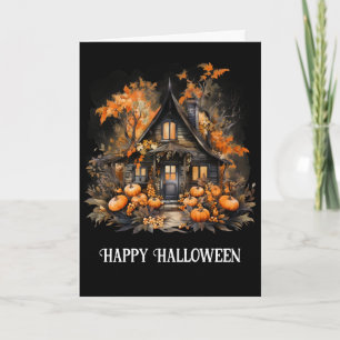 Haunted House met pompoenen Halloween Kaart