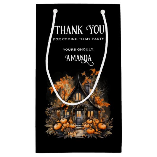 Haunted House met pompoenen Halloween Klein Cadeauzakje (Achterkant)