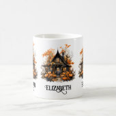 Haunted House met pompoenen Halloween Koffiemok (Center)