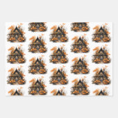 Haunted House met pompoenen Halloween Patroon Inpakpapier Vel (Voorkant 2)