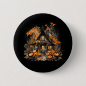 Haunted House met pompoenen Halloween Ronde Button 5,7 Cm (Voorkant)