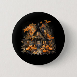 Haunted House met pompoenen Halloween Ronde Button 5,7 Cm