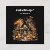 Haunted House met pompoenen Halloween Vierkante Visitekaartje (Voorkant)