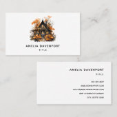 Haunted House met pompoenen Halloween Visitekaartje (Voorkant / Achterkant)