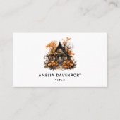 Haunted House met pompoenen Halloween Visitekaartje (Voorkant)