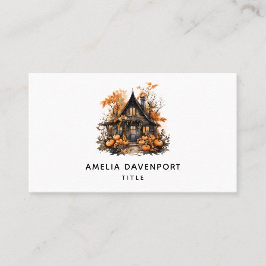 Haunted House met pompoenen Halloween Visitekaartje (Voorkant)