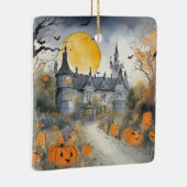 Haunted House met pompoenen Keramisch Ornament (Rechts)