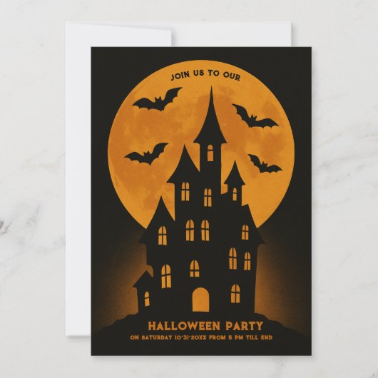 Haunted House Moon Bats Halloween feest (Voorkant)