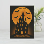 Haunted House Moon Bats Halloween feest (Staand voorkant)