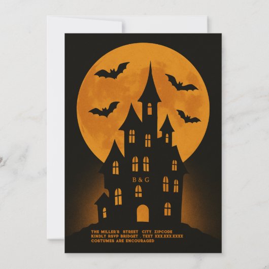 Haunted House Moon Bats Halloween feest (Achterkant)