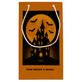 Haunted House Moon Bats Halloween feest Klein Cadeauzakje (Achterkant)