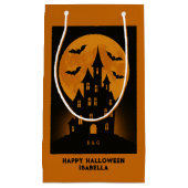 Haunted House Moon Bats Halloween feest Klein Cadeauzakje (Voorkant)