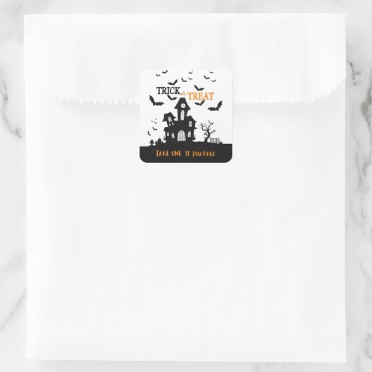 Haunted house neem er een als je durft snoep lot b vierkante sticker (Tas)