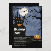 Haunted House on Hill Halloween Party Invitations Kaart (Voorkant / Achterkant)