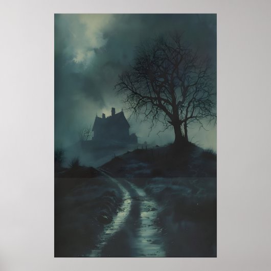 Haunted House on the Hill Dark Gothic Art Poster (Voorkant)