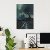 Haunted House on the Hill Dark Gothic Art Poster (Thuiskantoor)