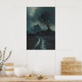 Haunted House on the Hill Dark Gothic Art Poster (Keuken)