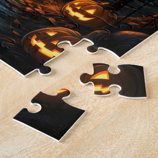 Haunted House Onder Moonlit Halloween Legpuzzel (Zijkant)