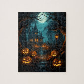 Haunted House Onder Moonlit Halloween Legpuzzel (Verticaal)