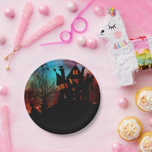 Haunted House op een heuvel Papieren Bordje (Feest)