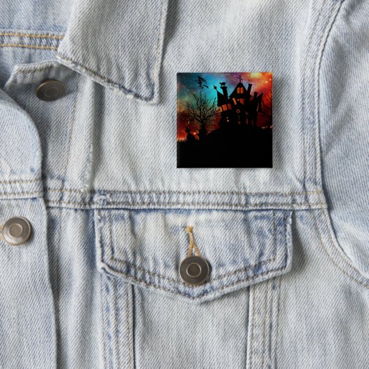 Haunted House op een heuvel Vierkante Button 5,1 Cm (In situ)