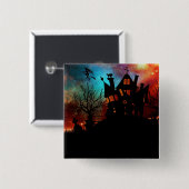 Haunted House op een heuvel Vierkante Button 5,1 Cm (Voorkant /achterkant)