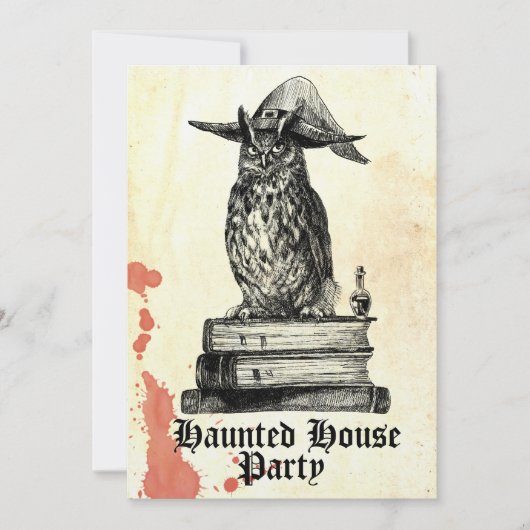 Haunted house party heks owl kaart (Voorkant)