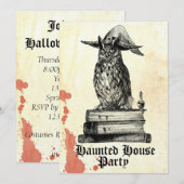 Haunted house party heks owl kaart (Voorkant / Achterkant)