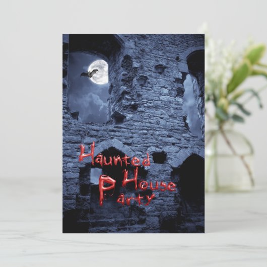 Haunted house party kaart (Staand voorkant)