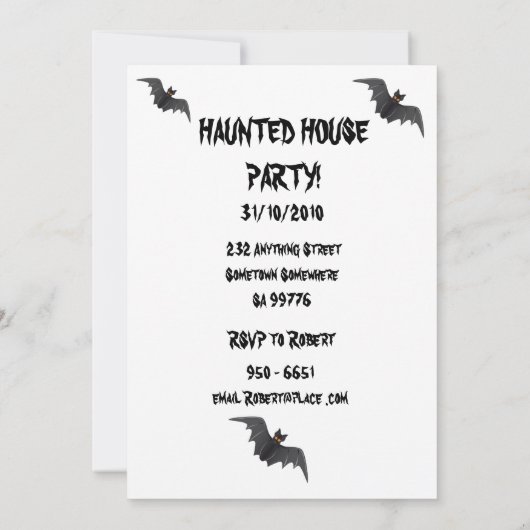 Haunted house party kaart (Achterkant)