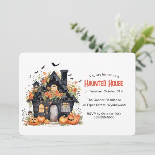 Haunted House Party Kaart (Staand voorkant)