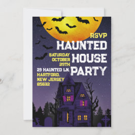 Haunted House Party Night Time Volwassen Halloween Kaart