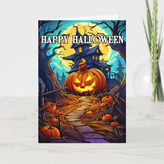 Haunted House & Pompoen Kaart (Voorkant)