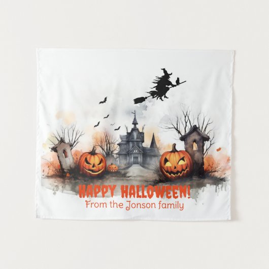 Haunted House pompoenheks Wandkleed (Voorkant (horizontaal))